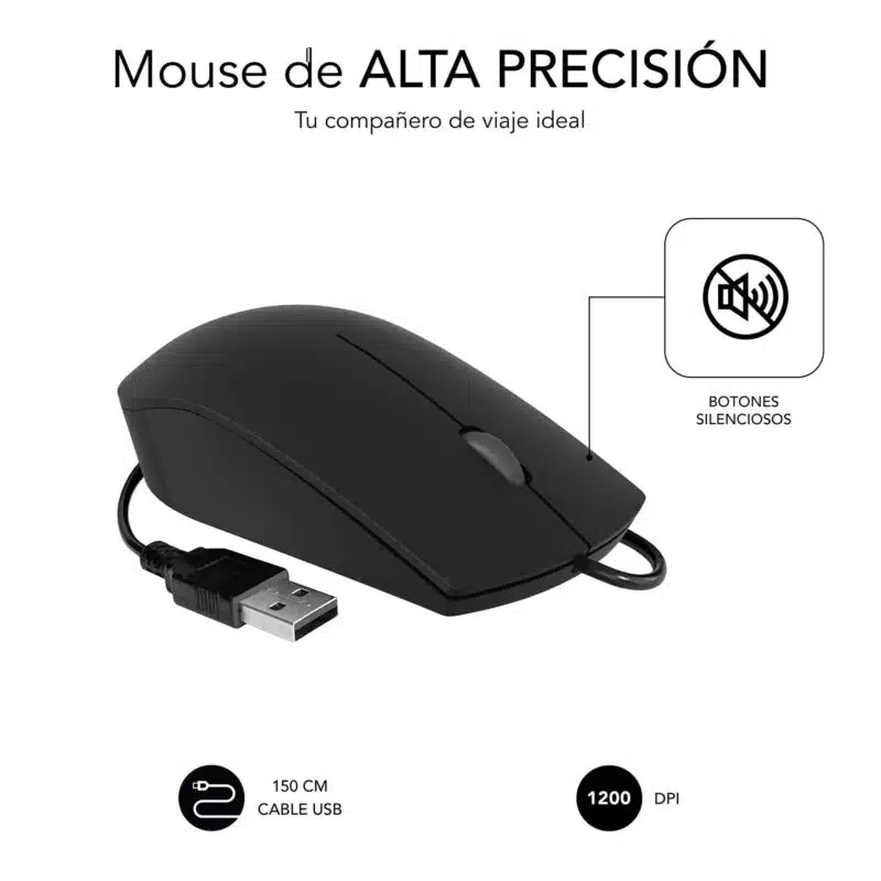 Ratón Business Silencioso Con Cable Usb 1200 Dpi  Negro - Imagen 3