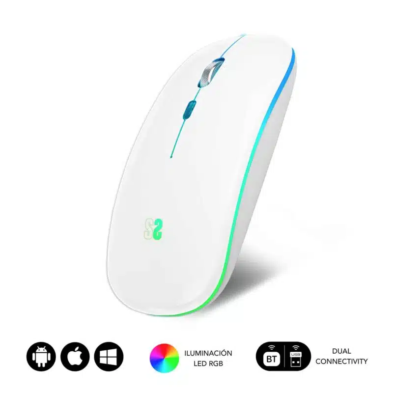 Ratón Inalámbrico Led Dual Flat Mouse  Blanco