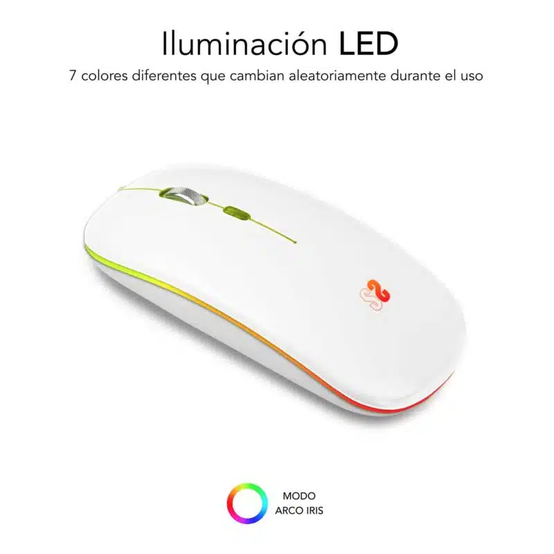 Ratón Inalámbrico Led Dual Flat Mouse  Blanco - Imagen 3