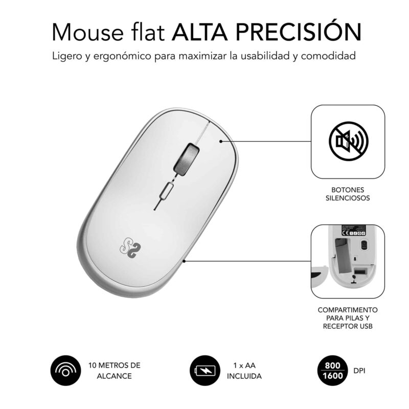 ✅ Ratón óptico inalámbrico Mini Mouse - Blanco