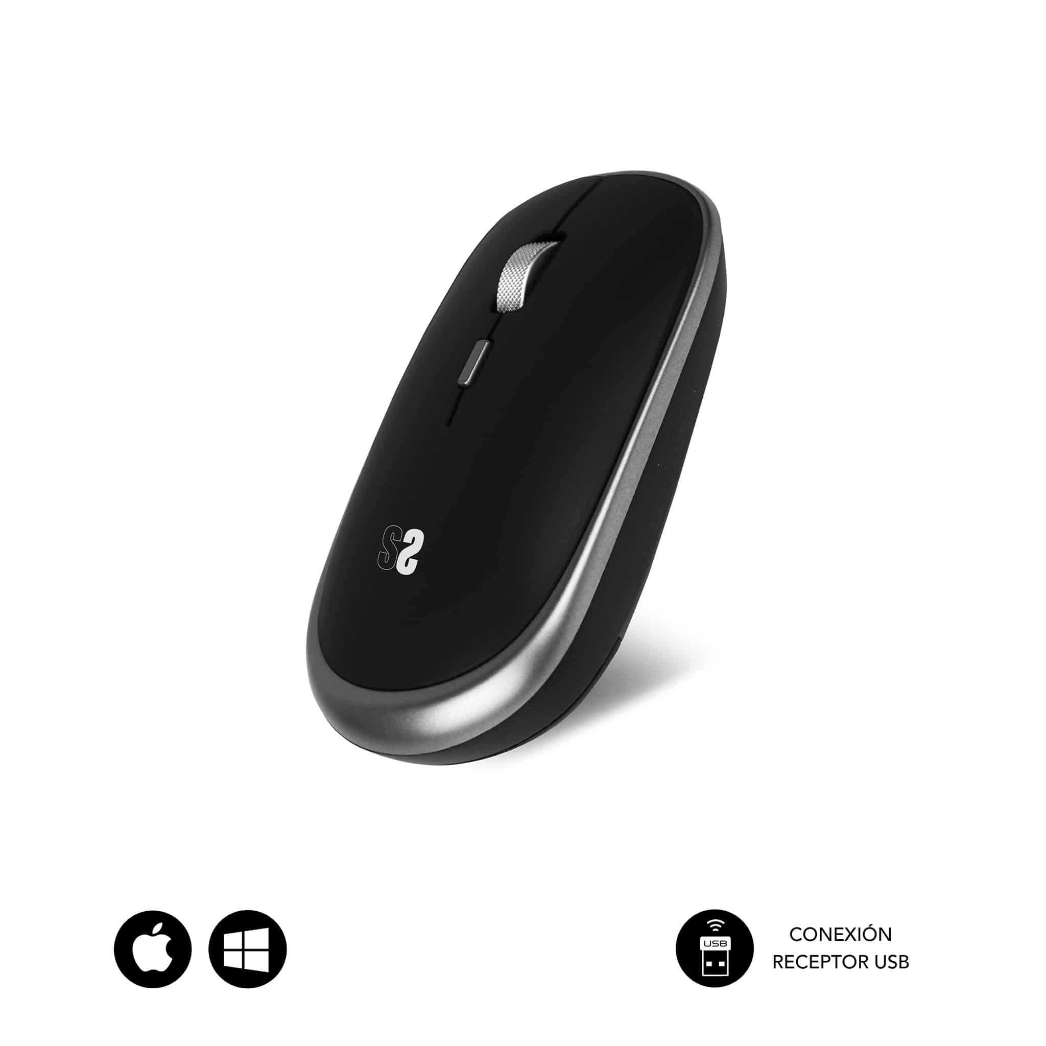 SUBBLIM Ratón Inalámbrico Bluetooth + RF Dual Flat Mouse Silver