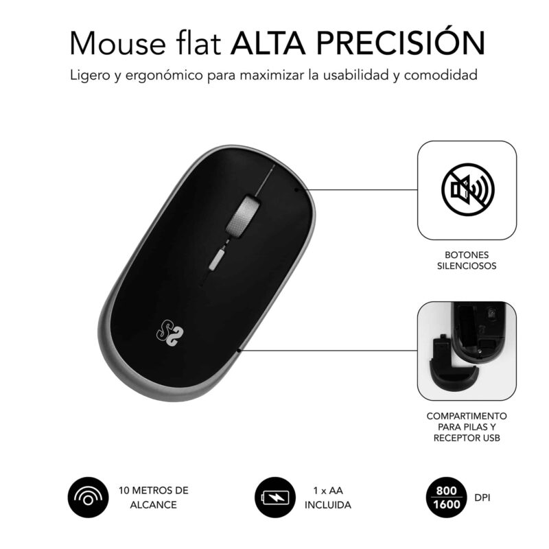 ✅ Ratón óptico inalámbrico Mini Mouse - Negro