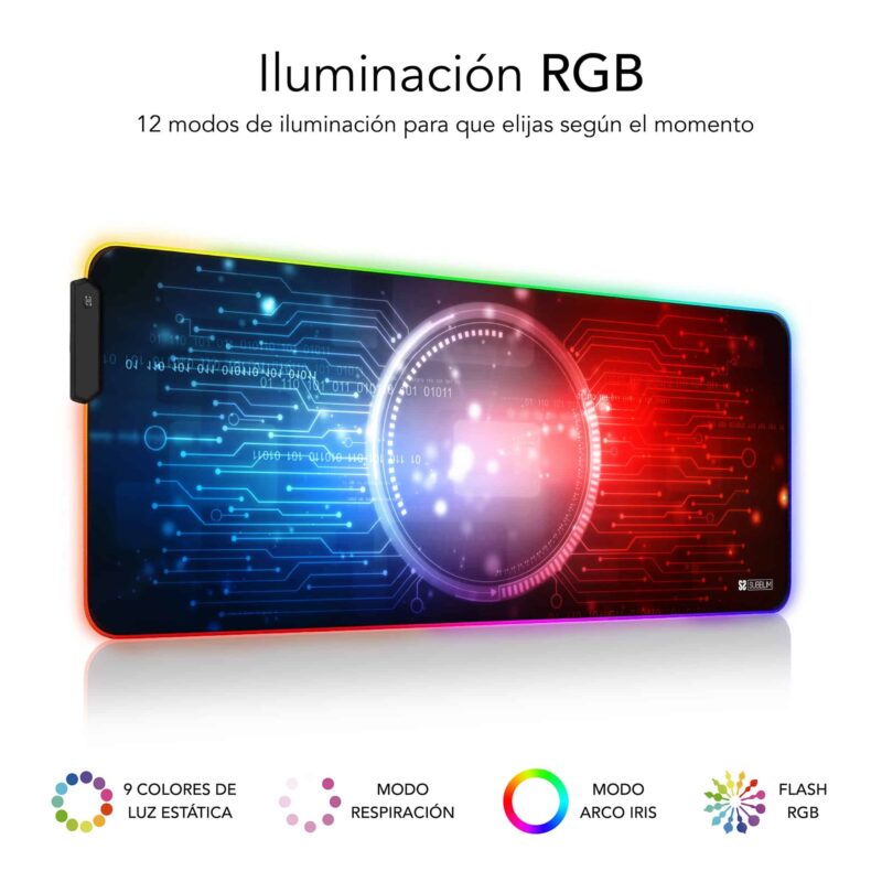 ✅ Alfombrilla ratón con luz led RGB extra grande Chip