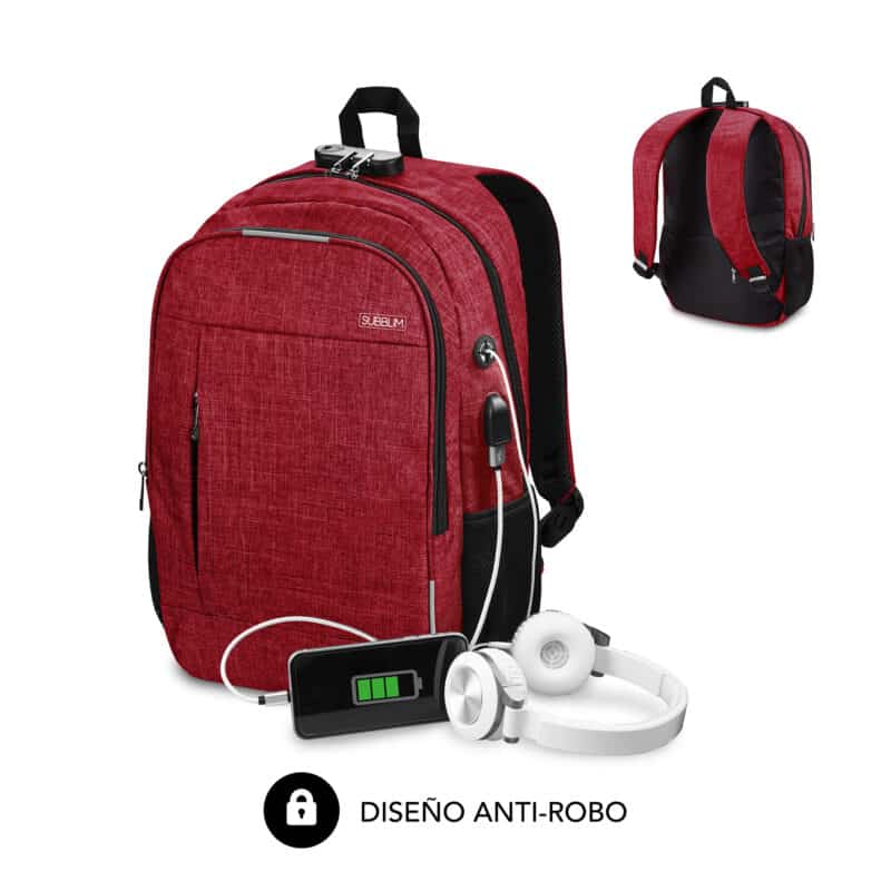 Mochila Para Portátil Urban Lock 16"  Rojo