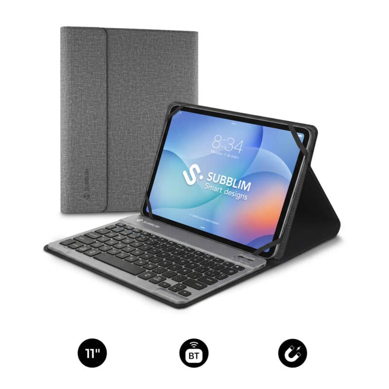 Funda para Tablet Con Teclado Bluetooth Keytab Pro Bluetooth 9.6"a 10.8"  Gris