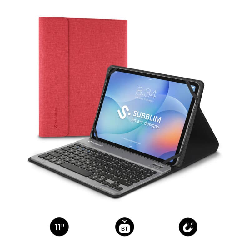 Funda para Tablet Con Teclado Bluetooth Keytab Pro Bluetooth 9.6"a 10.8"  Rojo