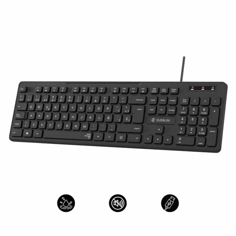 ✅ gracias newsletter Teclado empresarial fino e silencioso com cabo USB preto
