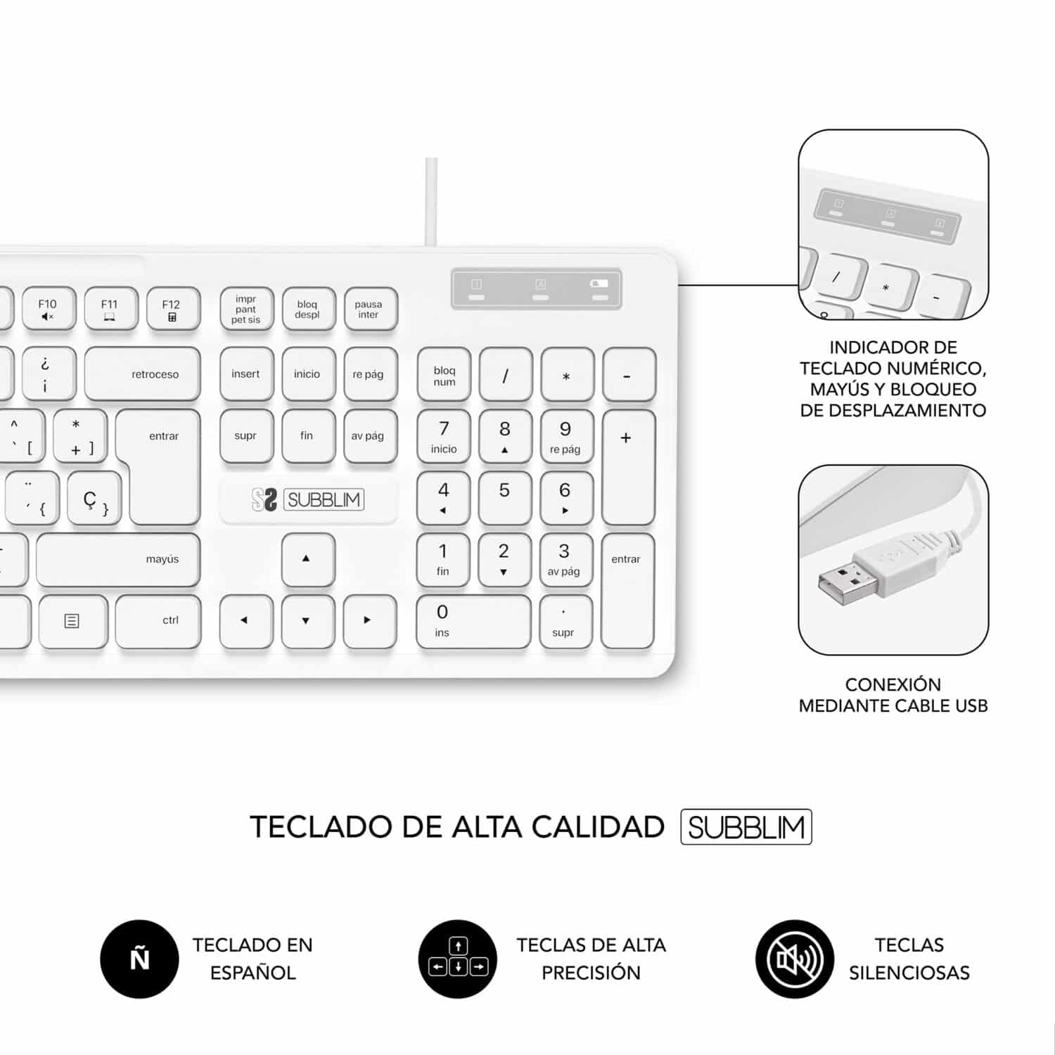 SUBKBC-0SSK51 Teclado Business Slim Silencioso con cable USB B 3