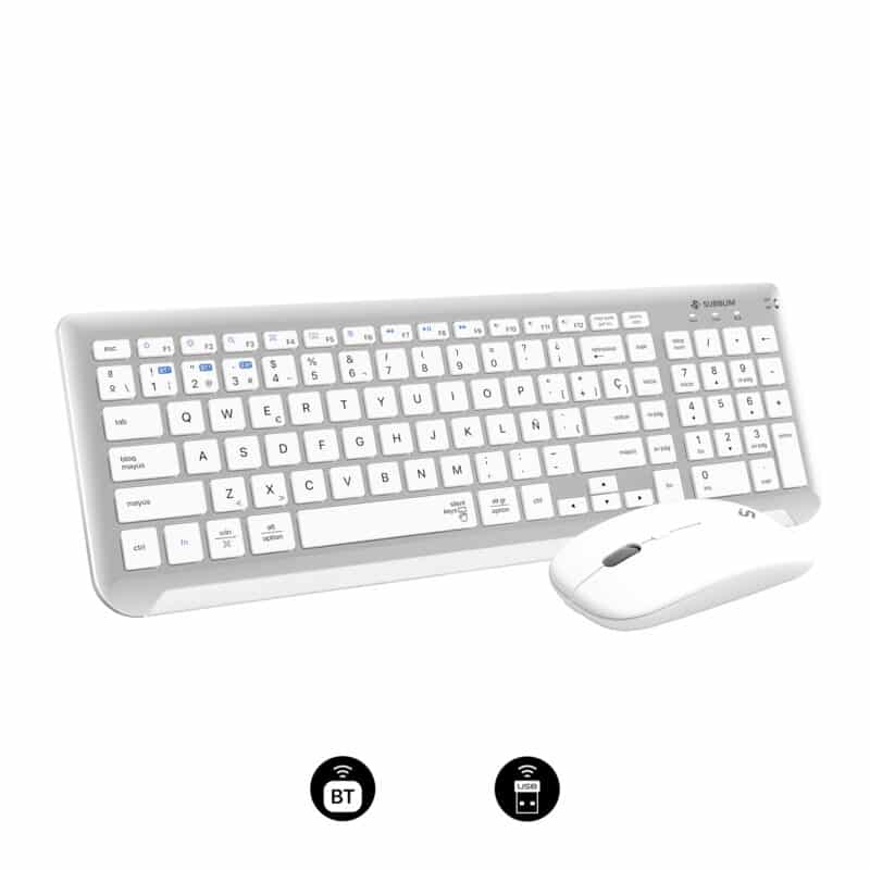 ✅ gracias newsletter Teclado com Bluetooth + Mouse 2.4G Combo Dual Prestige Extended Branco Prata