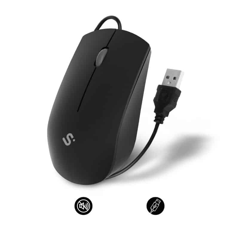 Souris professionnelle silencieuse avec câble USB 1200 DPI Noir