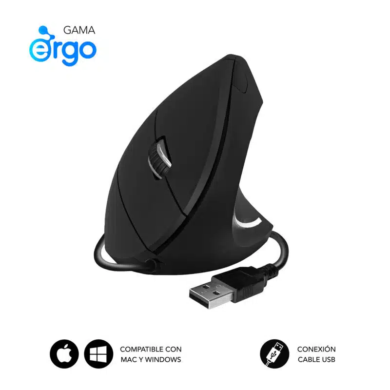 Glide Vertical Ergo Wired Mouse Black