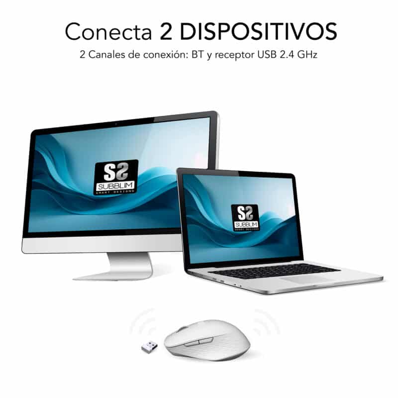 Ratón Curve Ergo Dual Mouse Batería Blanco - Imagen 3