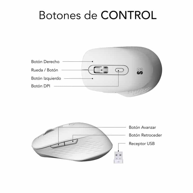 Ratón Curve Ergo Dual Mouse Batería Blanco - Imagen 6
