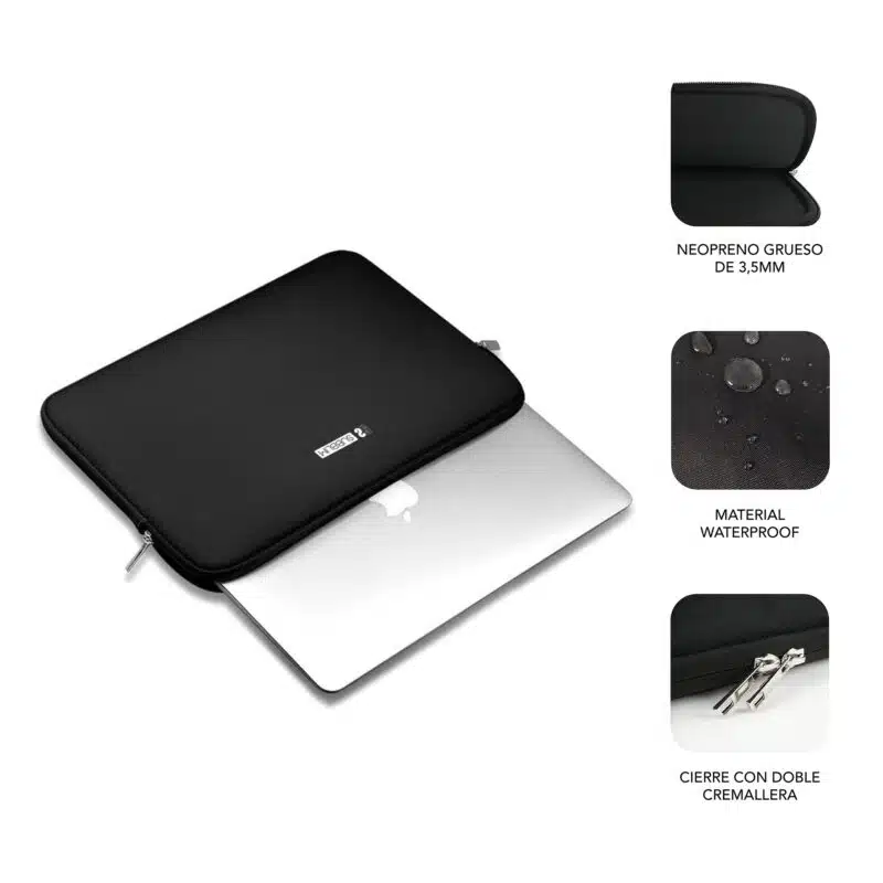 Funda Ordenador Business Laptop Sleeve Neoprene V2 15" Negro - Imagen 3