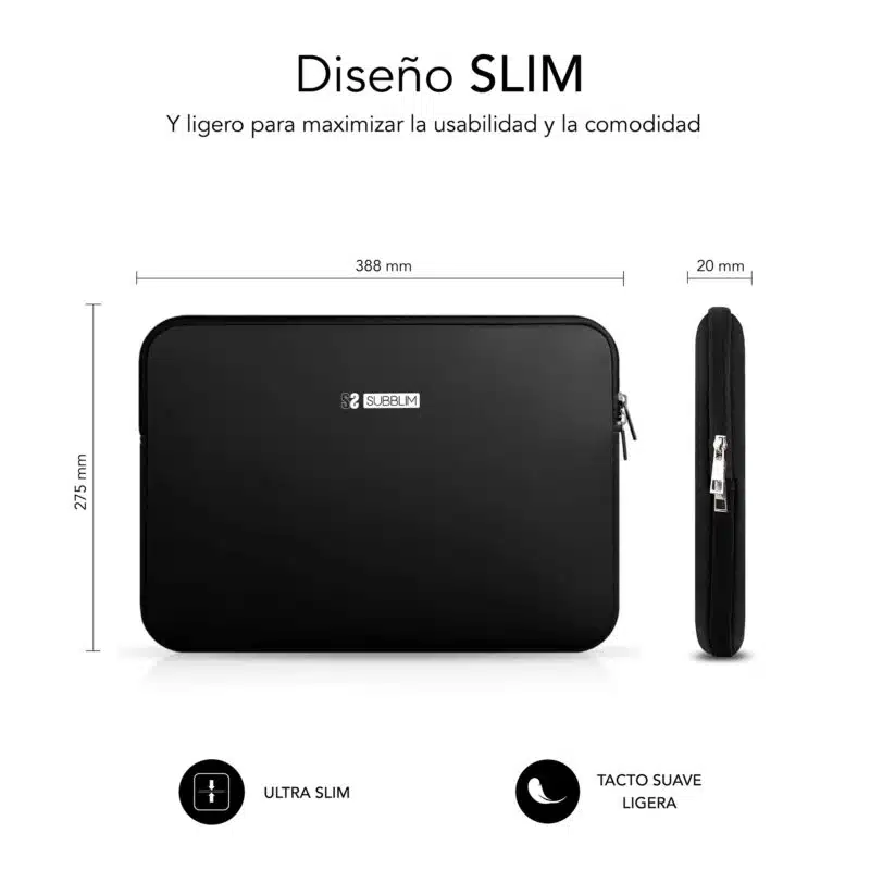 Funda Ordenador Business Laptop Sleeve Neoprene V2 15" Negro - Imagen 2