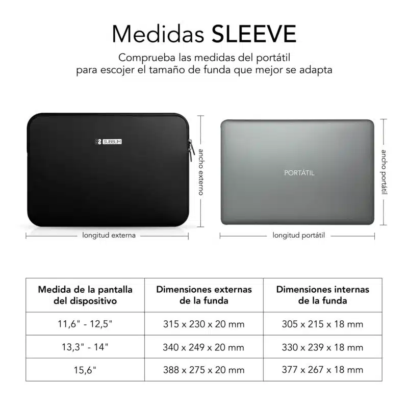 Funda Ordenador Business Laptop Sleeve Neoprene V2 15" Negro - Imagen 4
