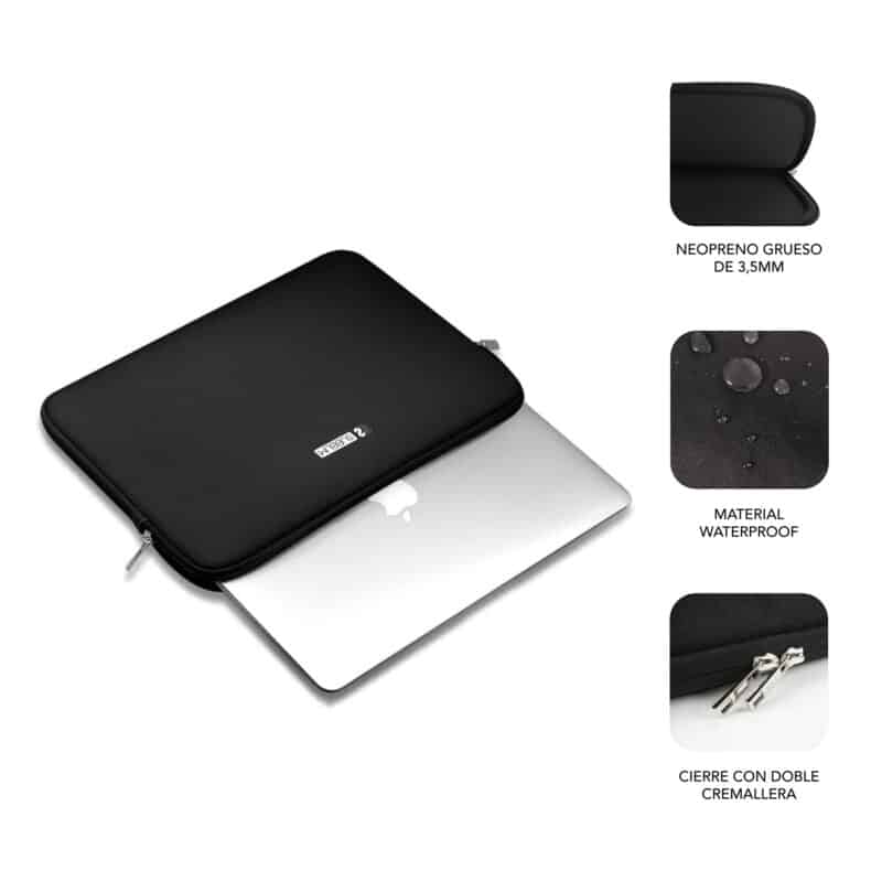 Funda Ordenador Business Laptop Sleeve Neoprene V2 11,6 a 12,5" Negro - Imagen 4