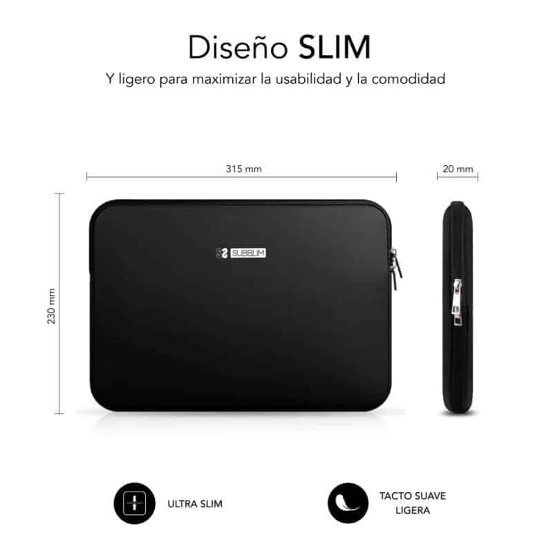 Funda Ordenador Business Laptop Sleeve Neoprene V2 11,6 a 12,5" Negro - Imagen 3