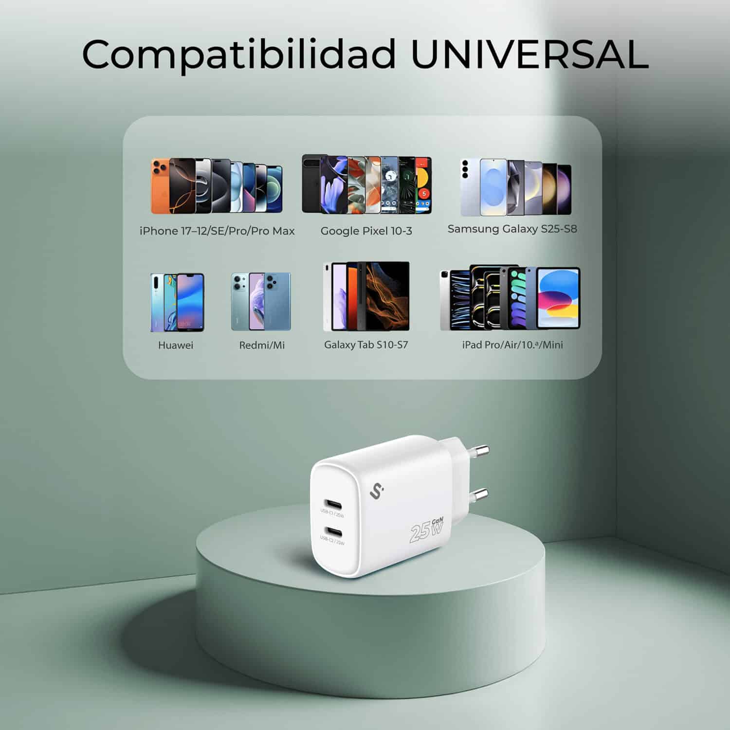 SUBCHG-6G2520 GAN 25W CHARGER USB C+C