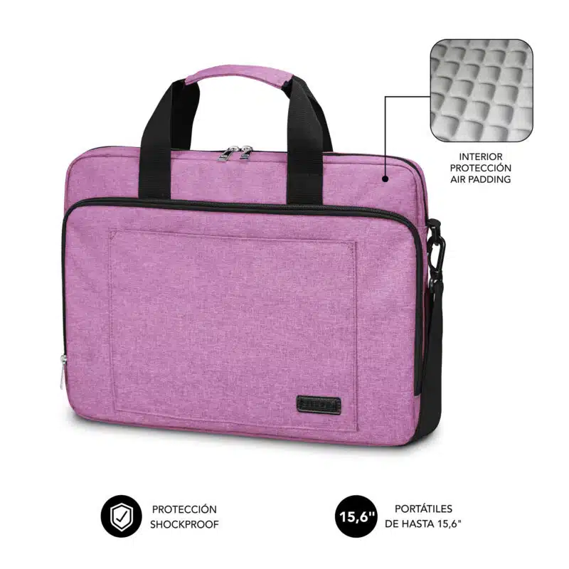 Sacoche rose pour ordinateur portable 15,6 pouces à coussin d'air