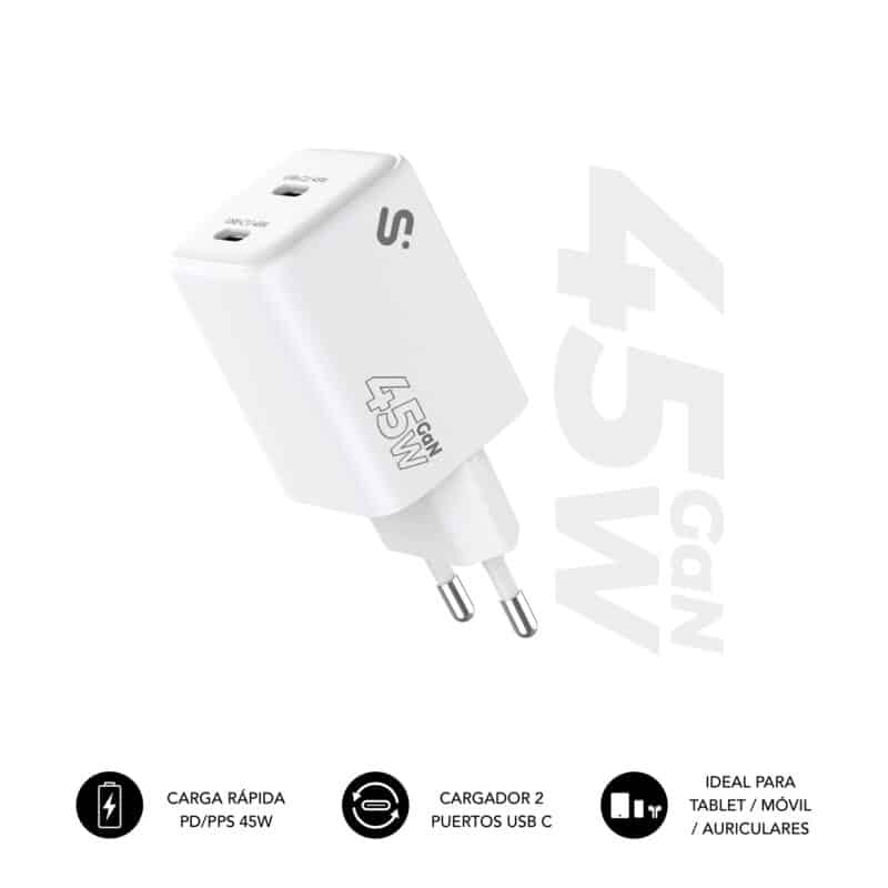 Cargador SUBBLIM GaN 45W Doble USB-C