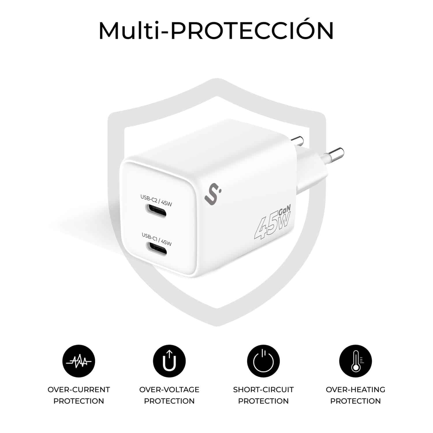 SUBCHG-6G4520 GAN 45W CHARGER USB C+C