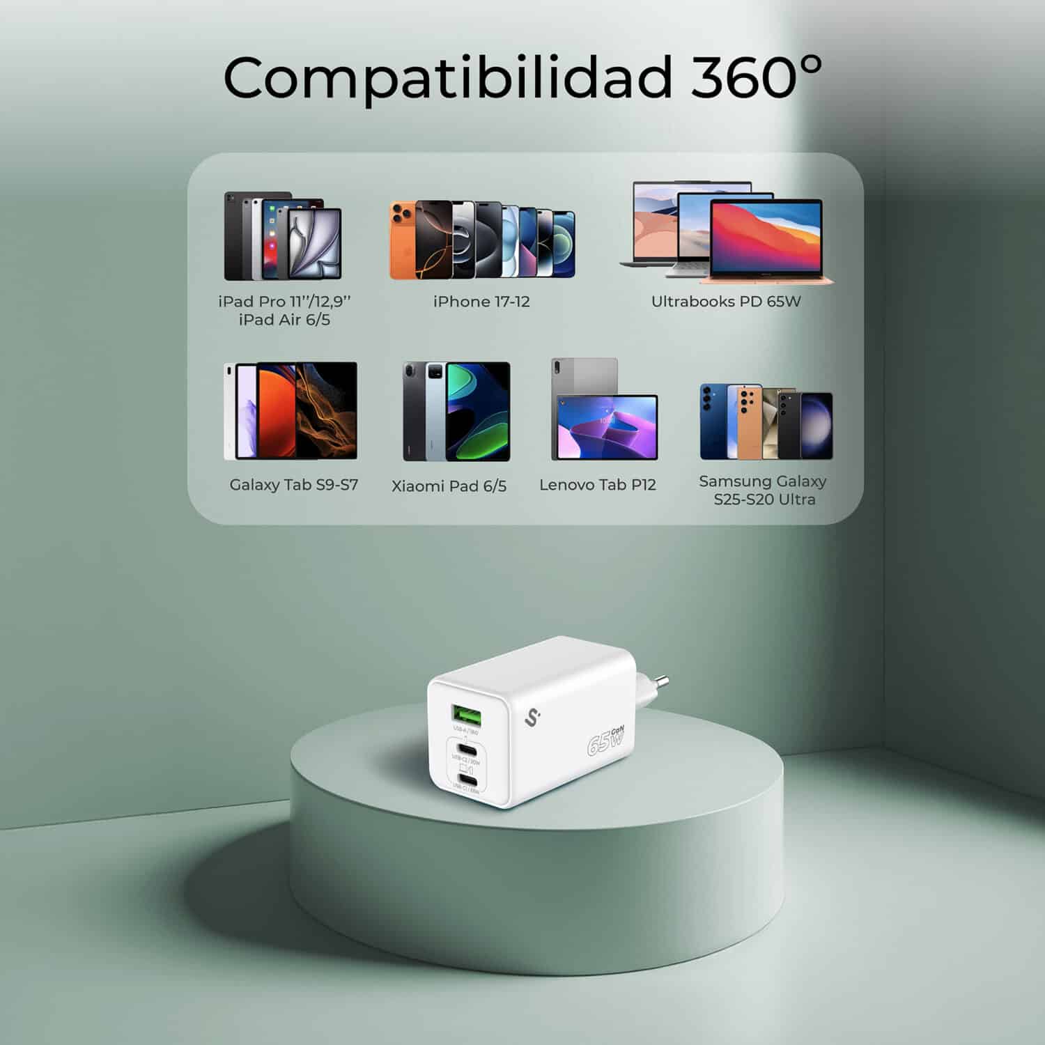 SUBCHG-6G6530 GAN 65W CHARGER USB C+C