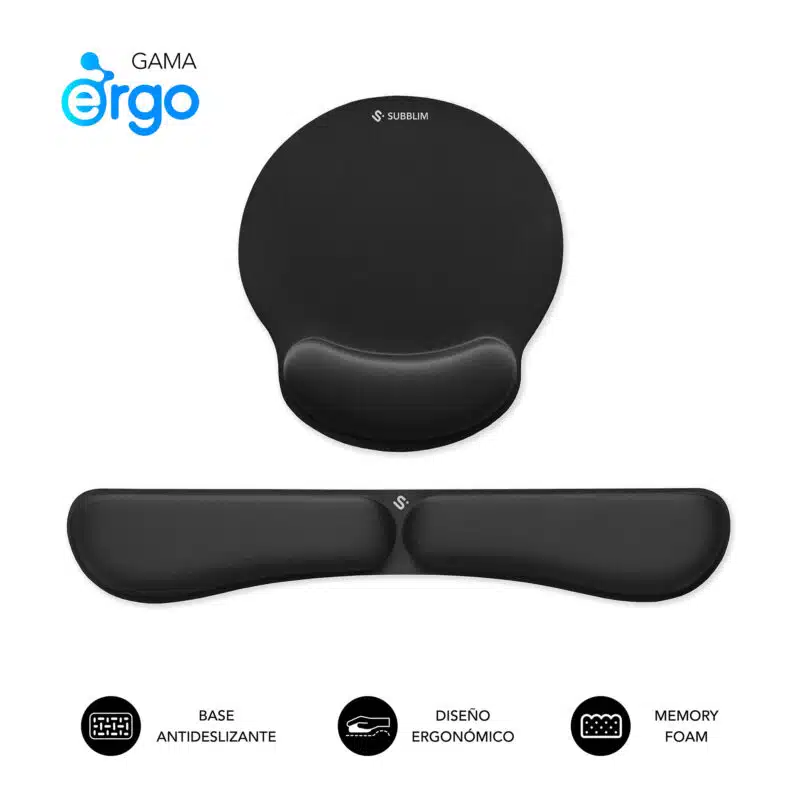 Pack Ergo Memoryflex - Keyboard Wrist Rest And Mouse Pad Black