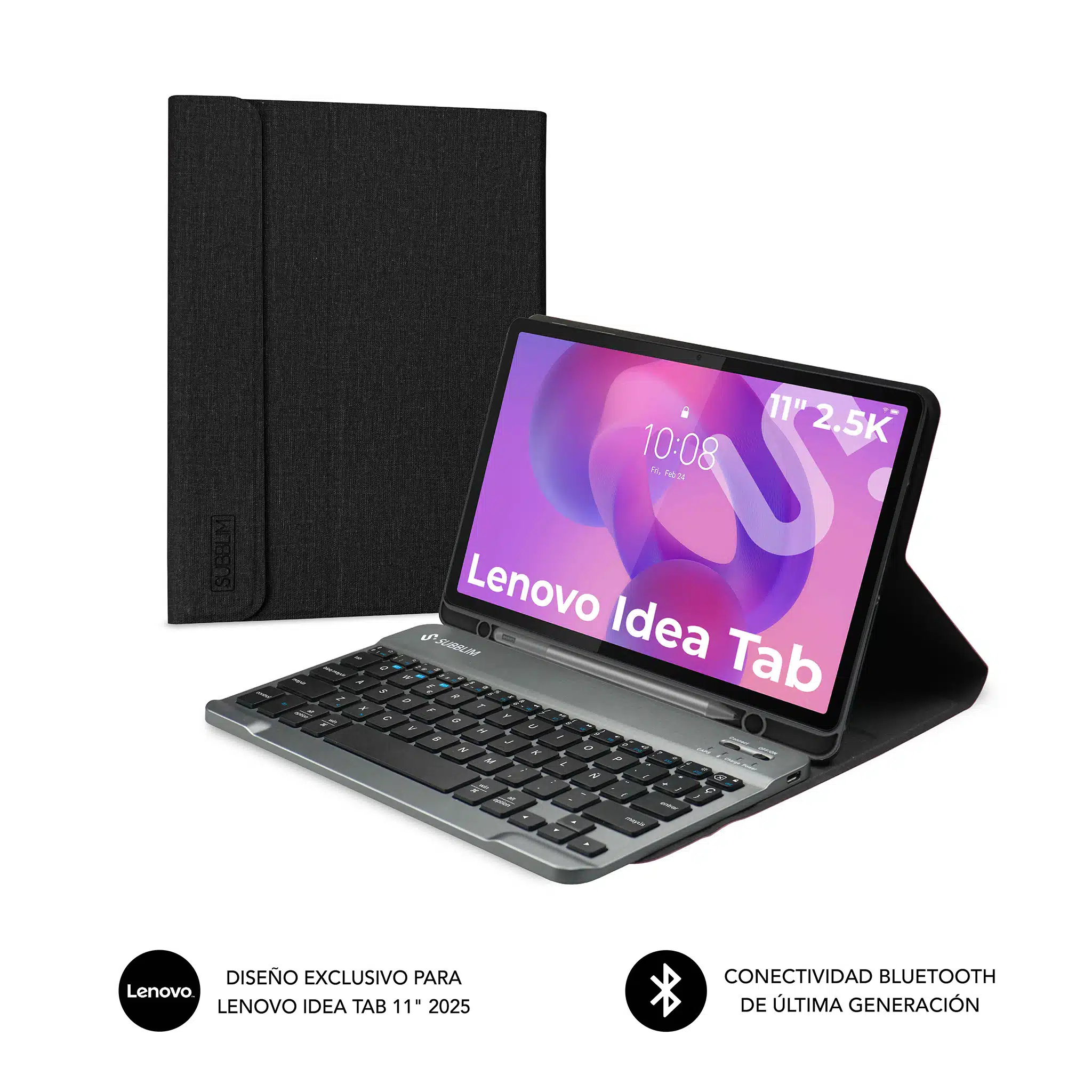 Teclado Y Funda Para Lenovo Idea Tab 11 2025 - Bluetooth, Español Ñ, Magnético Desmontable, Negro, Con Batería Recargable
