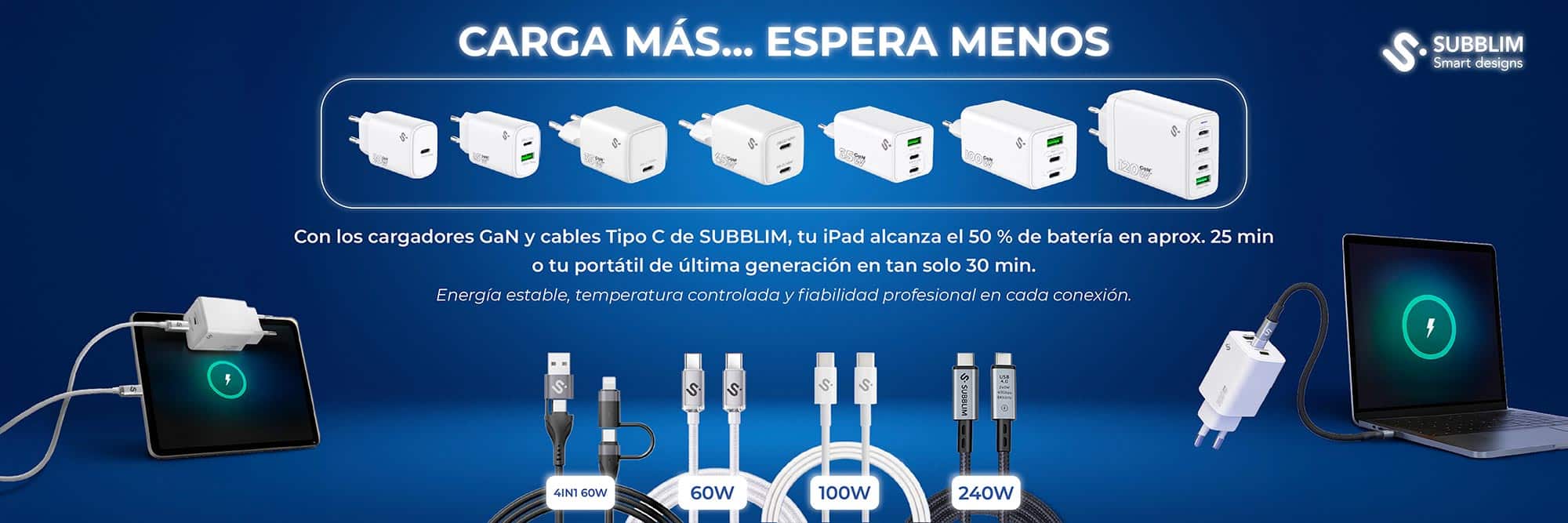 ✅ Subblim SUBBLIM_Campaña Cables y Cargadores